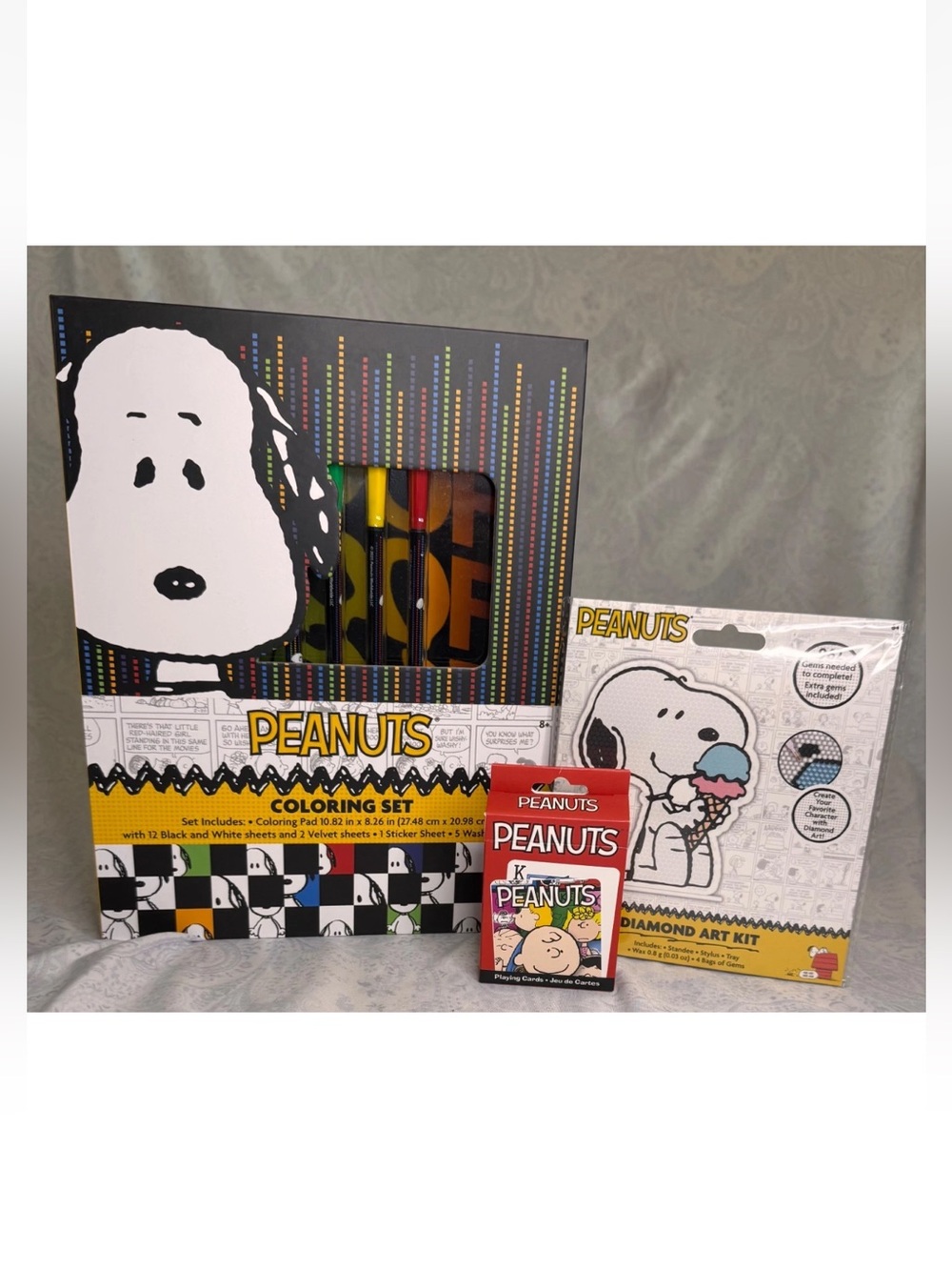Peanuts Activity Set with Snoopy Artwork & Markers, a diamond art kit & cards